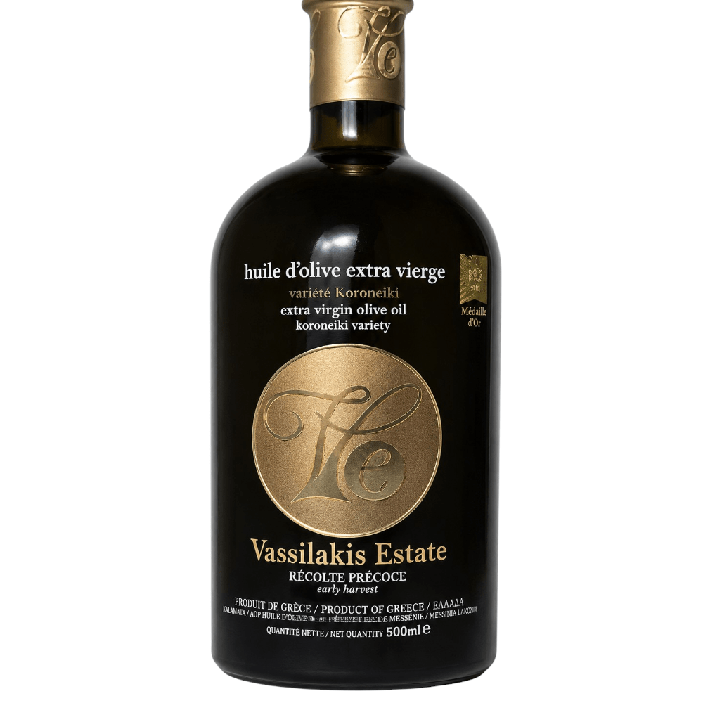 Huile d’olive Vassilakis Estate – 1 413 mg/kg de polyphénols – 500 ml