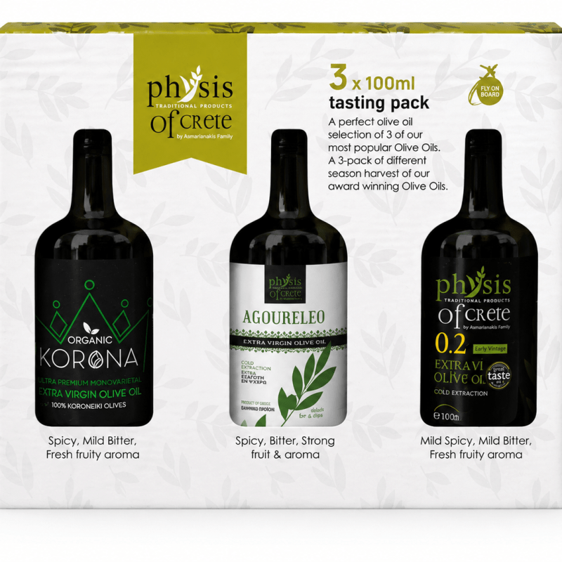 Coffret dégustation de trois huiles d’olive 100 ml