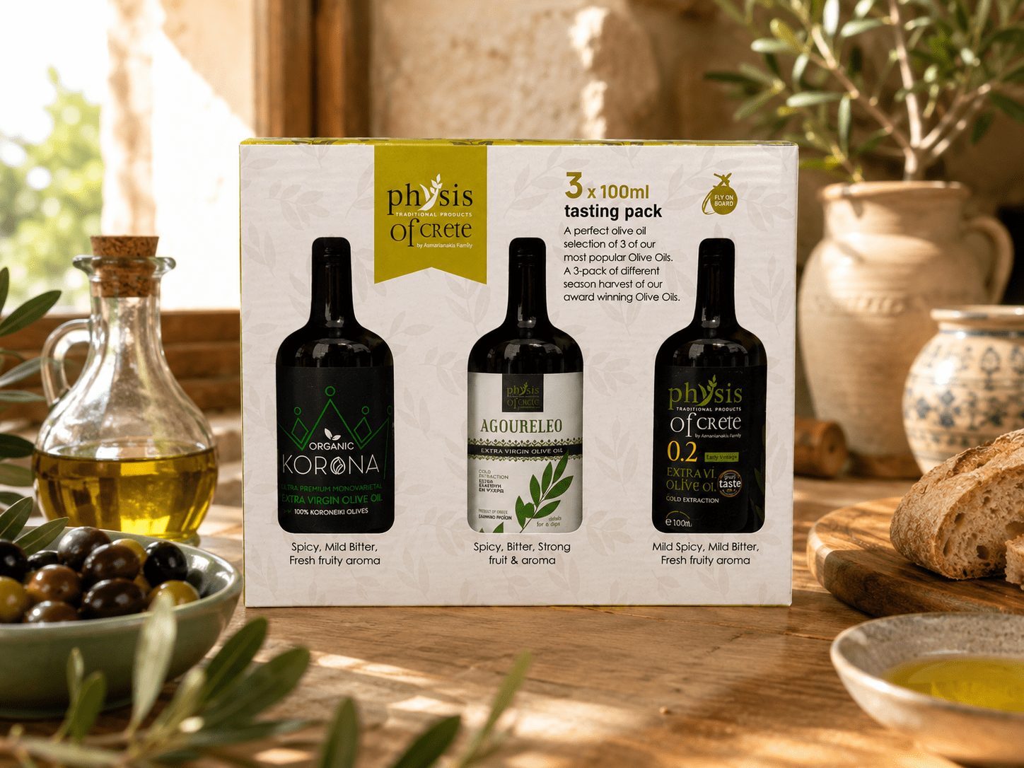 Coffret dégustation d’huiles d’olive – 3 × 100 ml